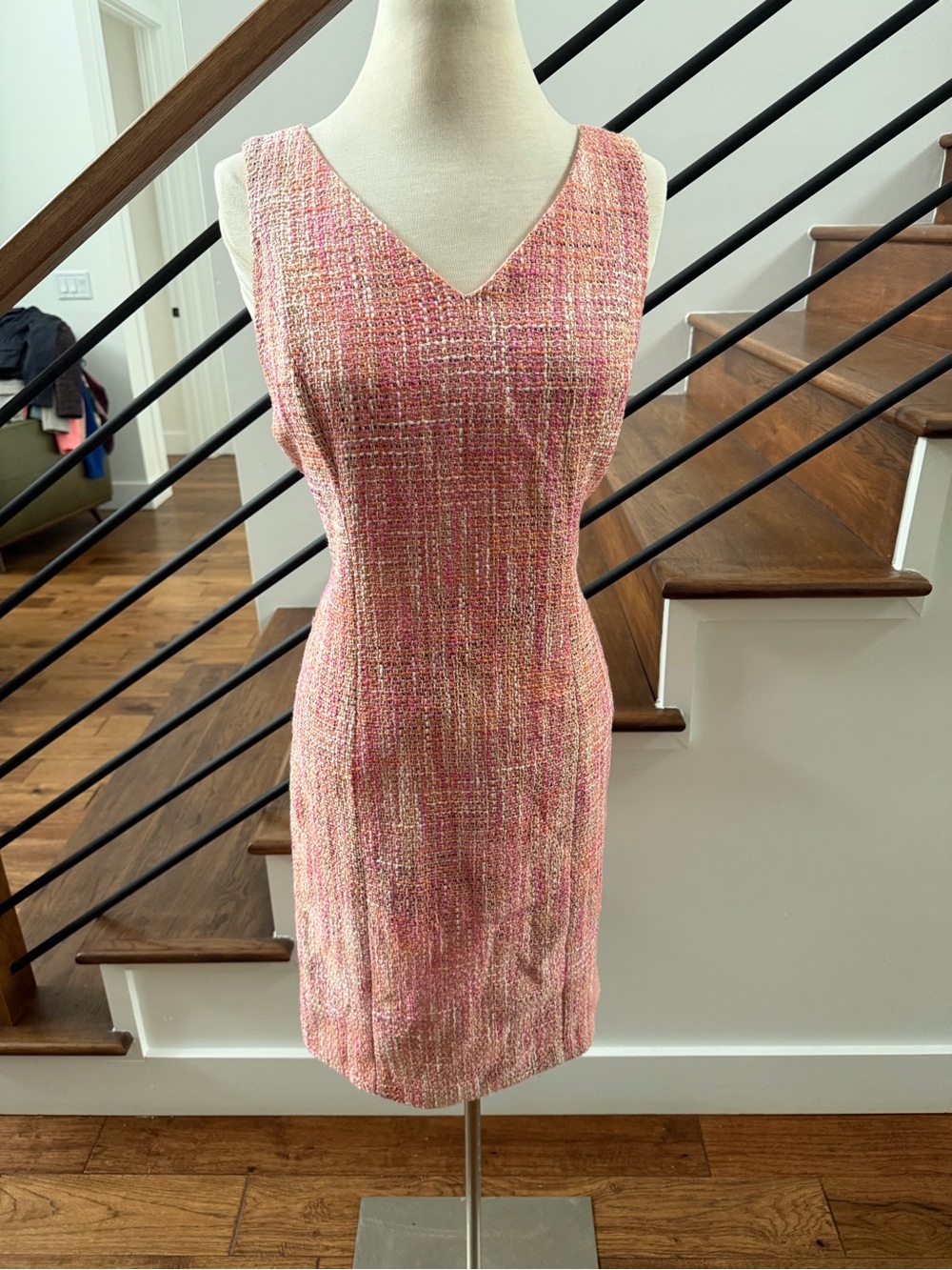 Talbots Sleeveless Pink Tweed Sheath Dress